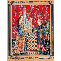 Canevas Pénélope Antique Dame À La Licorne L'Ouïe 40x50cm - Margot