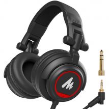 Casque De Moniteur De Studio Professionnel Avec Prise Et Câble Détachables Et Pilote 50mm Pour Dj, Studio - Noir & Rouge - Soundswealth