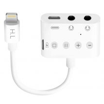 Adaptateur Lightning Vers Lightning, Usb-c Et Double Jack 3.5mm 12 Cm - Blanc - Avizar