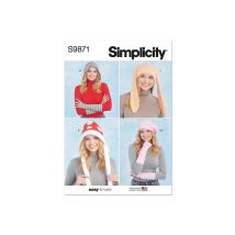 Patron Simplicity 9871 - Bonnets En Tricot Et Chauffe-bras Taille N°s-m-l