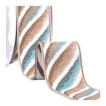 Galon Jacquard Vagues 58mm Bleu/marron Au Mètre - MyMercerie