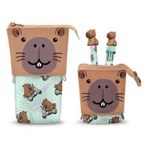 Oh My Pop! - Trousse Capybara Pop Up Avec Stylo À Bille 10 Couleurs & Stylo À Bille Effaçable À Encre Gel - K KARACTERMANIA