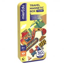 Mieredu Boîte De Puzzle Magnétique Voyage: Camions 9x3,3x20,3cm, Contient 2 Scènes Et Plus De 30 Pièces De Puzzle Magnétiques, Dans Une Boîte En Métal