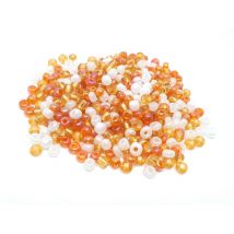 500 Perles De Rocaille Orange Dore Et Blanc - Diamètre 4 Mm 6/0 - Creation Bijoux - La boutique de Karine