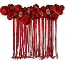 Arche De 60 Ballons Halloween Rouge Avec Banderoles, Os Et Crânes - Ginger Ray