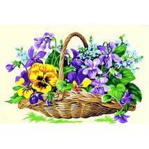 Canevas Antique Panier De Fleurs 30x40cm - SEG