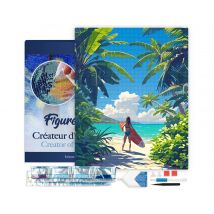 Diamond Painting Broderie Diamant Figured’art 40x50cm Toile Tendue Sur Châssis En Bois - Diamants Carrés - Paradis Tropical Du Surf - Figured'Art