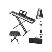 Lalaho - Piano Numérique Pliable - Clavier 88 Touches - Bluetooth Midi - Noir