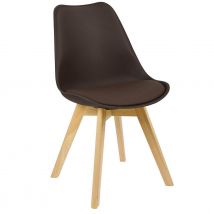 Chaise De Salle À Manger Faux Cuir Pieds Bois Marron 19_0000126 - - PAS DE MARQUE -