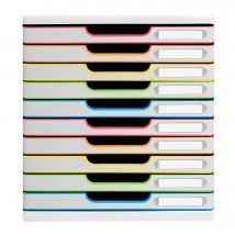 Module De Classement Modulo Black Office 10 Tiroirs Fermés - Blanc/arlequin - Exacompta