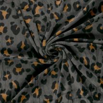 Tissu Velours Tout Doux Tess Motif Léopard Sur Fond Gris - Craftine