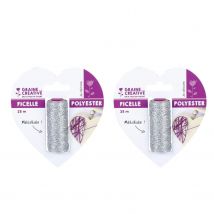 2 Bobines De Ficelle Métallisée Argent 25 M - Graine Creative