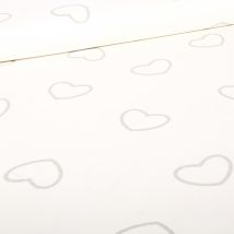Tissu Coton Satiné Extensible Cœurs Argentés Sur Fond Blanc - Craftine