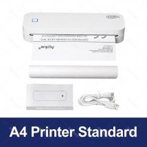 Imprimante Thermique Portable A4 Bluetooth Pour Photos, Pdf Et Documents, Compatible Rouleaux Pliés, Bureau Et Déplacements - White A4 Printer - 