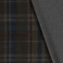 Tissu Jersey Milano Peau De Pêche Motif Tartan Sur Fond Vert Kaki - Craftine