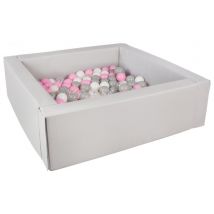 Piscine À Balles Carrée Avec 200 Balles - Gris/blanc, Transparent, Rose Clair, Gris - Velinda