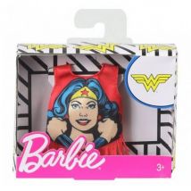 Mattel - Fxj94 - Barbie Débardeur Wonder Woman Rouge - Top Dc - Tenue - Habit - Accessoire Poupée - Barbie