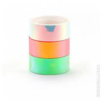 Lot De 3 Tapes Iridescent Miroir Blanc Orange Et Vert - Graine Creative