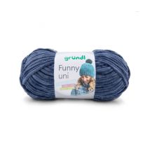 Fil À Tricoter Effet Velour Funny - Grundl - 100 Gr - Oeko-tex 30 Bleu - Gründl