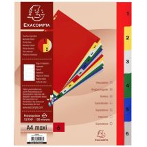 Intercalaires Polypro - 6 Positions - 1 À 6 - A4+ - Exacompta