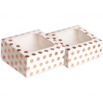 2 Petites Boites À Gâteau À Pois - Rose Gold - Creative Party