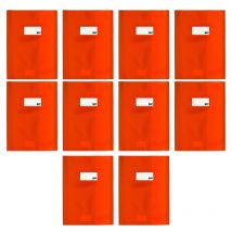 10 Protège-cahiers Opaque Orange En Pvc – Format 24x32 Cm – Épaisseur 19/100ème – Grain Cuir - Apli