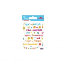 Stickers - joyeux Anniversaire - Couleur Et Paillettes - 1,8 Cm - Global Gift
