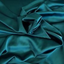 Tissu Satin Duchesse Extensible Bleu Pétrole Au Mètre - Craftine