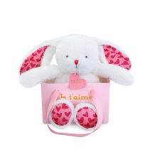 Lapin Je T'Aime En Sac Cadeau - 25 Cm - Doudou et Compagnie