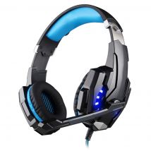 Casque Gaming Stéréo Jeu Volume Micro Omnidirectionnel Led Jack 3.5mm Bleu Noir Yonis - Yonis