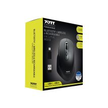 Port Connect Souris Sans Fil 2.4 Ghz - Bluetooth Usb-a & Usb-c Executive Rechargeable - Ambidextre - 5 Boutons Silencieux Dpi Ajustable Noir - Port 