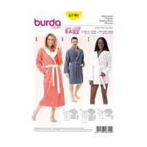 Patron Burda 6740 Peignoir Femme Du 32 Au 50 Et Homme Du 44 Au 56 Taille N°fr 32-50 Et Fr 44-56