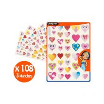 Gommettes - Cœurs Souriants - Pour Enfant - 108 Stickers - Repositionnable - Cléopâtre - Surdiscount