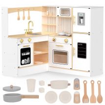 Cuisine Bois Enfant, Équipée, Dinette - Cuisine L, Réfrigérateur, Micro-ondes, Hotte, Four - Mamabrum