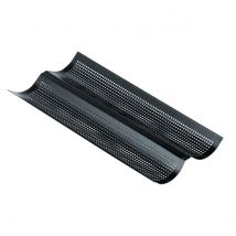 Plaque Perforée 2 Baguettes - Antiadhérent Obsidian - 380 X 160 Mm - Gobel