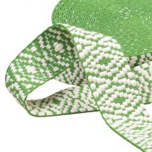 Bobine 14,5m Sangle Ethnique 38mm Vert/blanc - MyMercerie