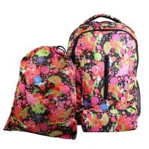 Set De Sac À Dos, Sac Gym Et Trousse Multicolore Fleurs Japonaises Bagtrotter - Bagtrotter