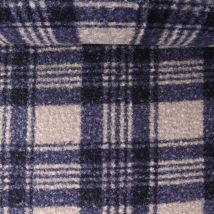 Tissu Fausse Fourrure Bouclette Sacha Carreaux Bleu Marine Sur Fond Beige - Craftine