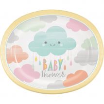 8 Maxi Assiettes Nuages Baby Shower - CREATIVE PARTY