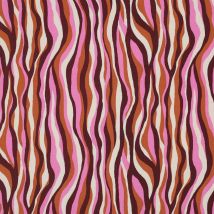 Tissu Viscose Zébré Tons Rose Sur Fond Pourpre - Au Mètre - Craftine