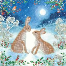 Crystal Art Kit Carte Broderie Diamant 18x18cm Lapins Clair De Lune - Crystal Art