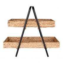 Plateau En Jacinthe D'Eau Et Métal Noir Et Bois 42 X 23 X 43,5 Cm - Youdoit