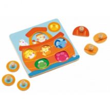 Puzzle En Bois Surprise Arche De Noe - 6 Pieces - Sevi - Puzzle A Encastrer - Puzzle Avec Boutons - Sevi
