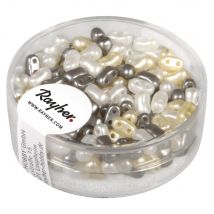 Mix Rocailles Cirées À Deux Trous, Blanc, 3x5mm, Boîte 12g - Rayher