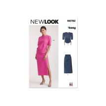 Patron New Look 6782 - Haut Et Jupe En Tricot Pour Jeunes Femmes Taille N°fr 38-54