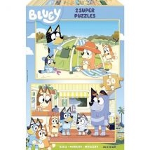 2 Puzzles En Bois Bluey : Journee Detente 2 X 50 Pieces - Dessin Anime - Educa - 19408 - Educa