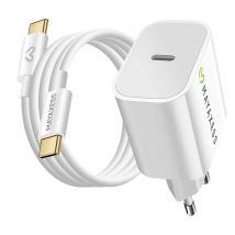 Mayaxess Chargeur Secteur 20w + Câble Usb-c 1m Pour Iphone 17 / 17 Pro / 17 Pro Max / 17 Air Blanc