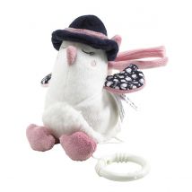 Peluche Mini Musical Oiseau En Velours Blanc - Sauthon