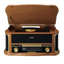 Lenco Tourne Disques Bluetooth Classic Phono Avec Radio/lecteur Dvd Modèle Tcd-2551wd Marron