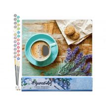 Peinture Par Numéro Figured'art - Pause Café - Kit De Loisir Créatif Diy Numéro D'Art Complet - 40x50cm Sans Châssis En Bois